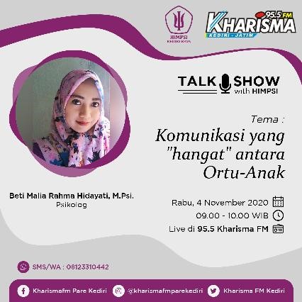 Dosen Psikologi Islam Tribakti: Pembicara di Radio Kharisma 95,5 fm Pare Kediri