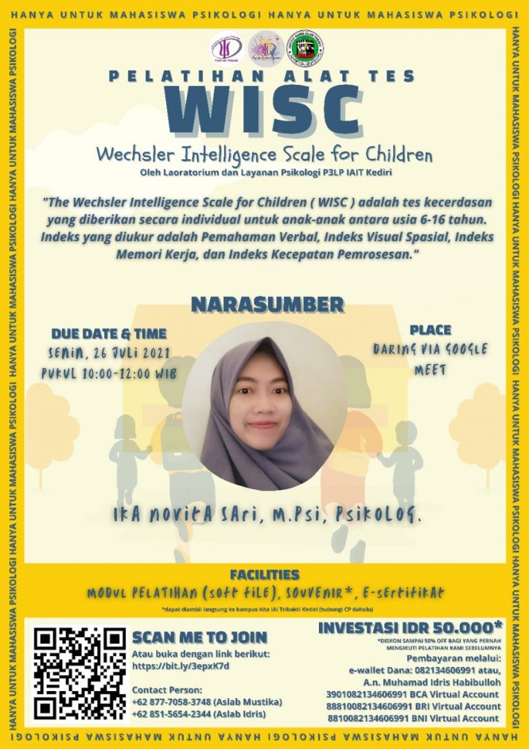 Menambah skill mahasiswa Psikologi melalui Pelatihan alat tes: WISC